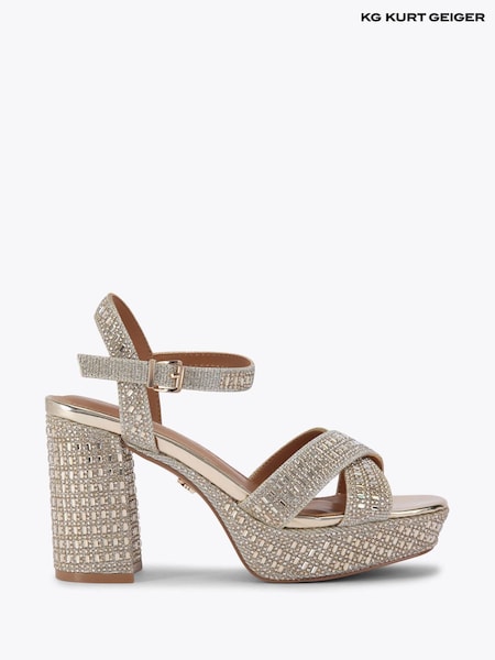 KG Kurt Geiger Gold Fleur Platform Sandals (H18019) | R$ 980