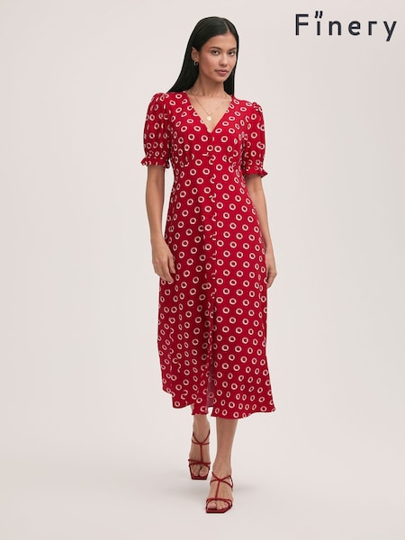 Finery Alia Crepe Polka Dot Midi Tea Dress (H18027) | 335 LEI