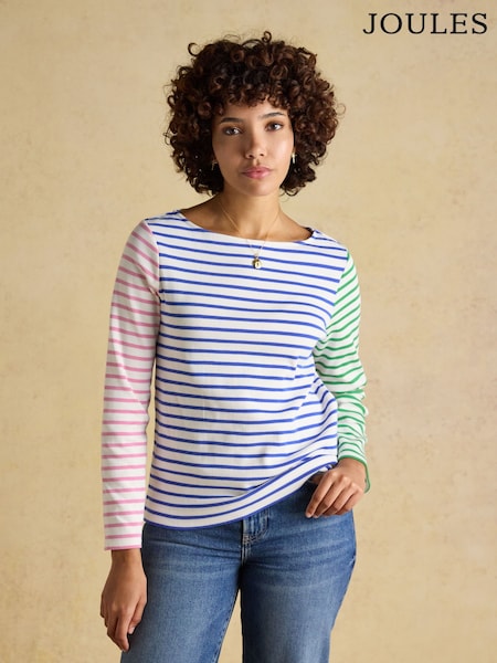 Joules Harbour Multi Hotchpotch Boat Neck Long Sleeve Breton Stripe Top (H18035) | €34.95