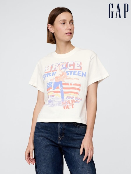 Gap White Bruce Springsteen Relaxed Graphic Band Tee (H18037) | €52