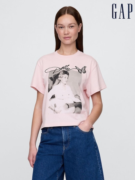 Pink Dolly Parton - Gap Relaxed Graphic Band Tee (H18045) | 335 LEI