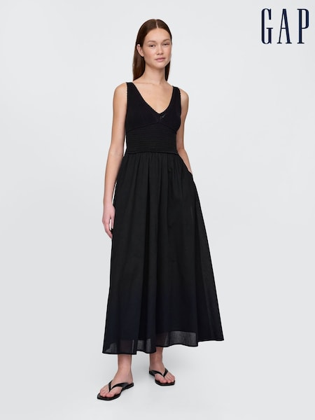 Gap Black Crochet Mixed Media Maxi Dress (H18072) | €121