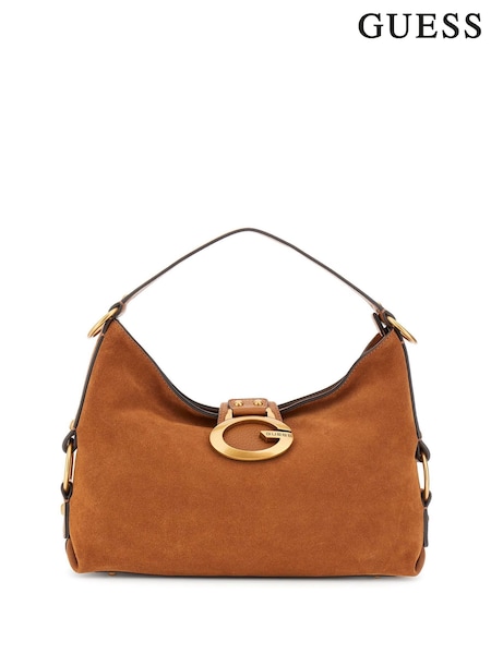 Guess Camden Suede Large Logo Slouchy Brown Bag (H18103) | €226