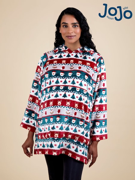JoJo Maman Bébé Multi Christmas Fair Isle Blanket Hoodie (H18128) | €59