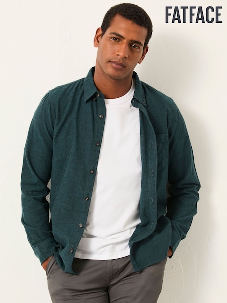 FatFace Oxlow Teal Blue Long Sleeve Plain Shirt (H18143) | 245 QAR