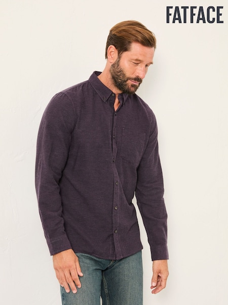 FatFace Oxlow Purple Long Sleeve Plain Shirt (H18145) | 245 QAR