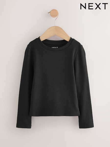 Black Long Sleeve Ribbed Top (3-16yrs) (H18148) | 25 QAR - 40 QAR