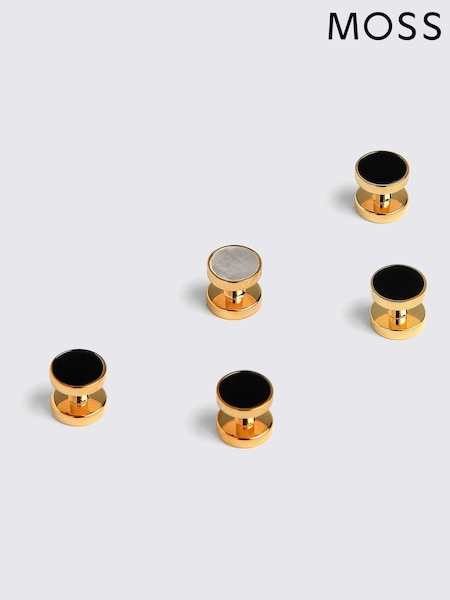 MOSS Yellow Reversible Gold Onyx & Mother of Pearl Cufflinks (H18224) | €46