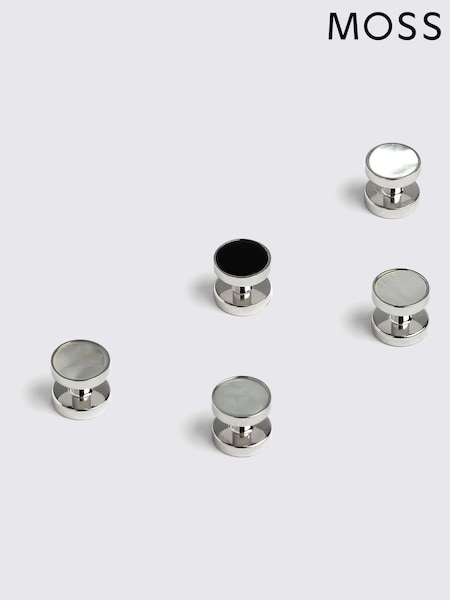 MOSS Grey Reversible Gold Onyx & Mother of Pearl Cufflinks (H18231) | AED204