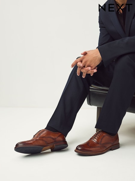 Tan Brown Oxford Wingcap Shoes (H18238) | AED284