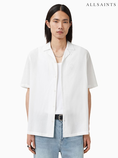 AllSaints White Haven Short Sleeve 100% Organic Cotton Shirt (H18306) | €156