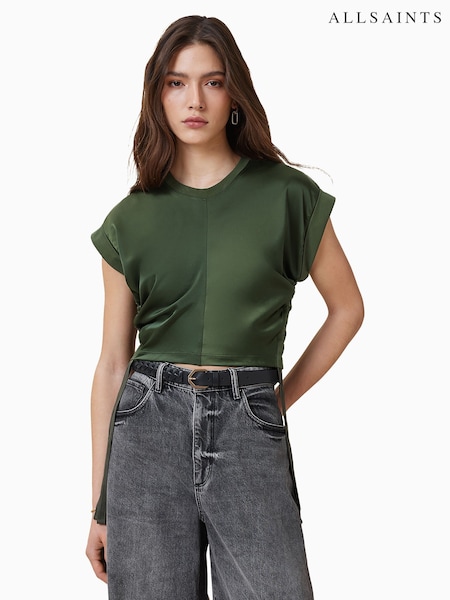 AllSaints Green Mira Satin T-Shirt (H18307) | €108
