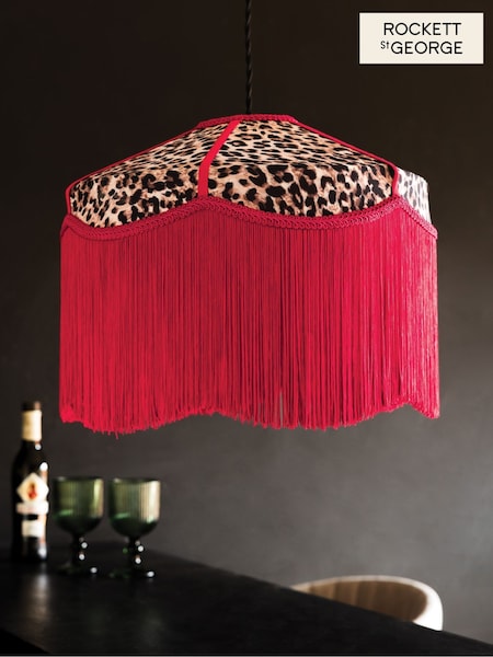 Rockett St George Leopard Print Fringe Easyfit Shade (H18361) | €121