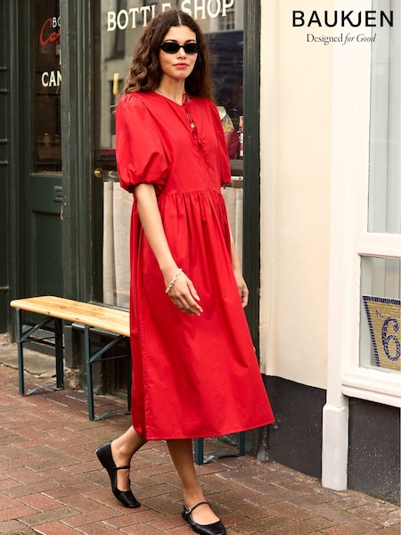 Baukjen Rose 100% Organic Cotton Tie Midi Dress (H18397) | €216