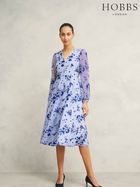 Hobbs Blue Ella Embroidered Dress (H18439) | €351
