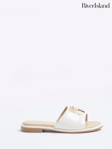River Island Cream Girls Heart Trim Flat Sandals (H18445) | €30