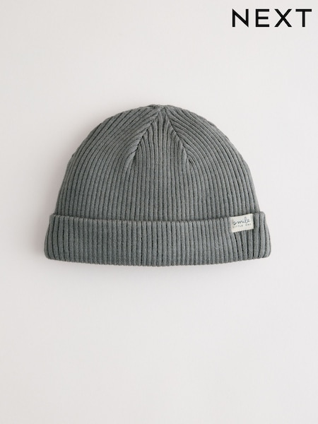 Charcoal Grey Baby Ribbed Beanie Hat (0mths-2yrs) (H18453) | 25 QAR
