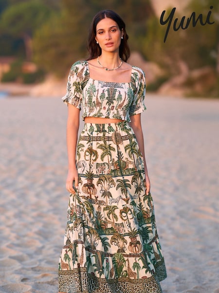 Yumi Green 100% Cotton Voile Safari Midi Skirt (H18471) | 3,004 UAH