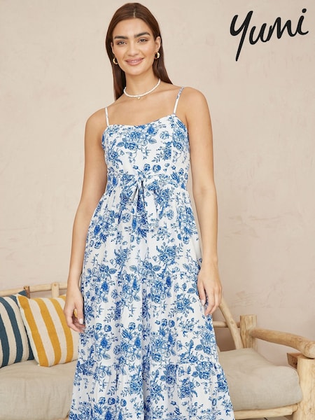 Yumi Floral Strappy Midi Dress With Front Tie (H18481) | €66