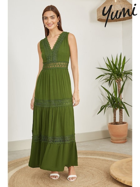 Yumi Green Lace Trim Sun Dress (H18492) | €90