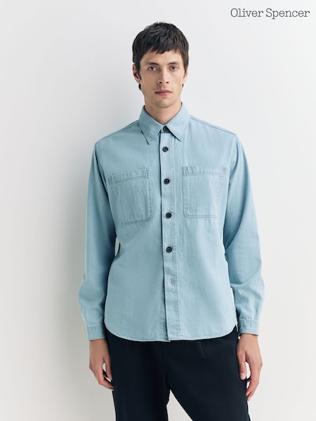 Oliver Spencer Blue Treviscoe Overshirt Indigo Light Denim (H18532) | €225