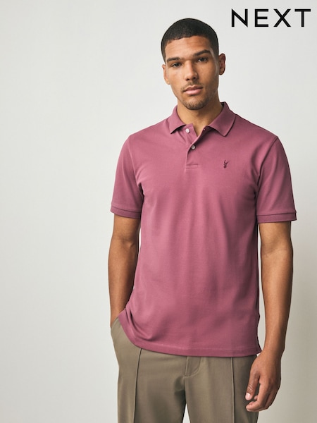 Damson Pink Regular Fit Short Sleeve Pique Polo Shirt (H18549) | 89 QAR