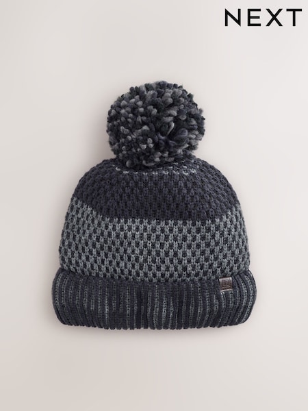 Navy Blue Stripe Bobble Hat (H18554) | 79 QAR