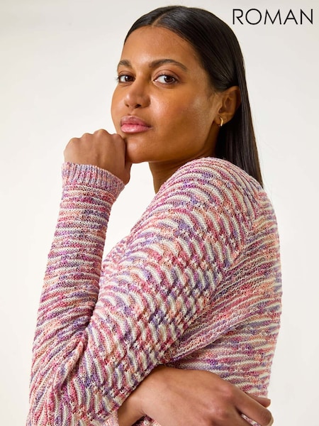Roman Purple Textured V-Neck Knit Shrug (H18674) | €53