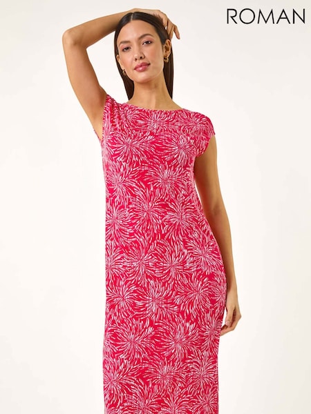 Roman Red Abstract Print A-Line Midi Dress (H18679) | €53