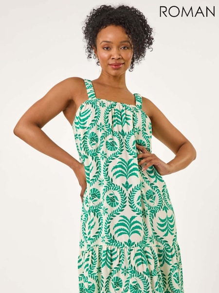 Roman Green Petite Frill Hem Strappy Dress (H18706) | €59