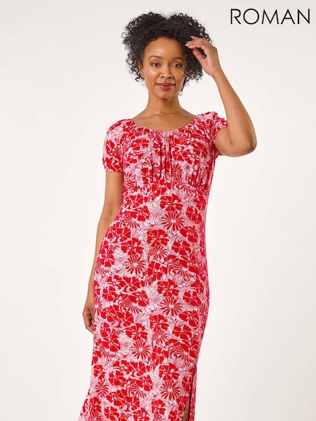 Roman Red Petite Ditsy Floral Midi Dress (H18709) | €53