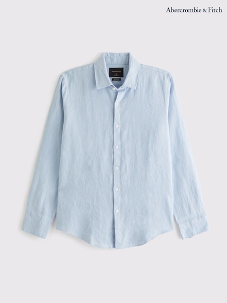 Azul - Abercrombie & Fitch Long Sleeve Linen Shirt (H18723) | R$ 640