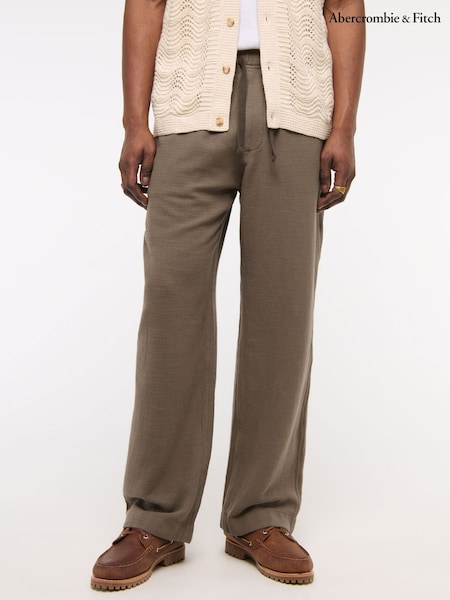 Abercrombie & Fitch Baggy Pull On Brown Trousers (H18728) | ₪327