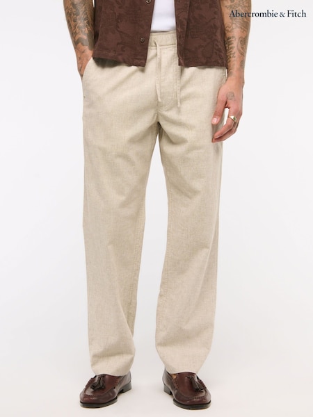 Abercrombie & Fitch Cream Loose Linen Trousers (H18738) | R$ 640