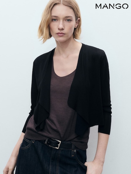 Mango Black Knitted Cropped Cardigan (H18780) | €45