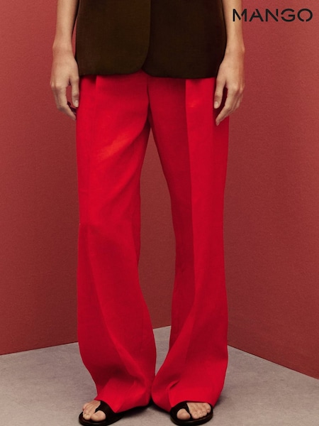 Mango Red Straight Fit Linen Suit Trousers (H18785) | €77
