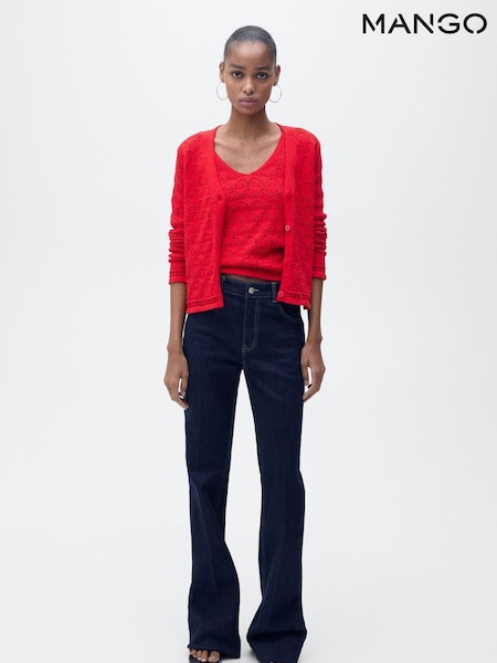 Mango Red Crochet Long Sleeve Cardigan (H18800) | €45