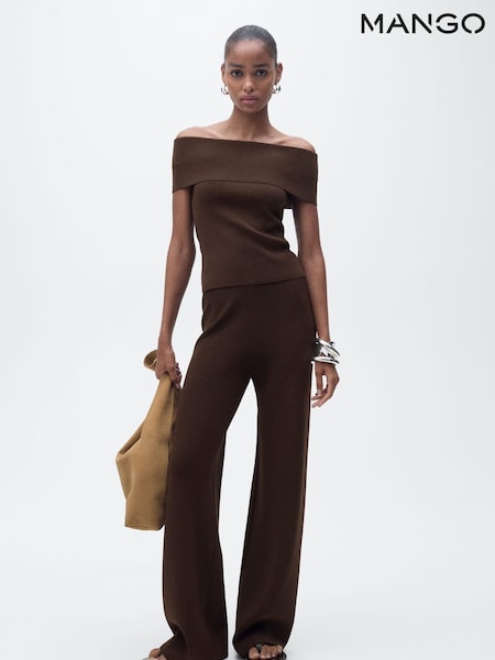 Mango Brown Off Shoulder Knit Top (H18801) | €43