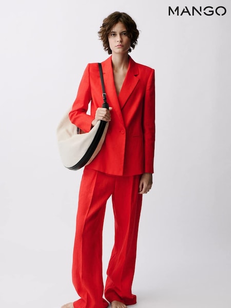 Mango Red Double Breasted Linen Suit Jacket (H18808) | €128