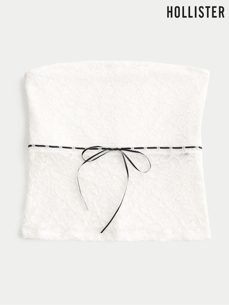 Hollister Lace Bandeau Peplum White Top (H18820) | ‏134 د.إ.‏