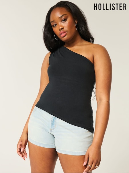 Hollister One Shoulder Asymetric Drop Hem Black Top (H18859) | €20