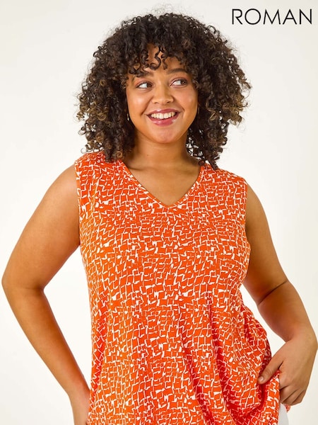 Roman Orange Curve V-Neck Swing Vest Top (H18889) | €40