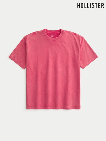 Hollister Red 100% Cotton Boxy Crew Neck Short Sleeve T-Shirt (H18952) | €33