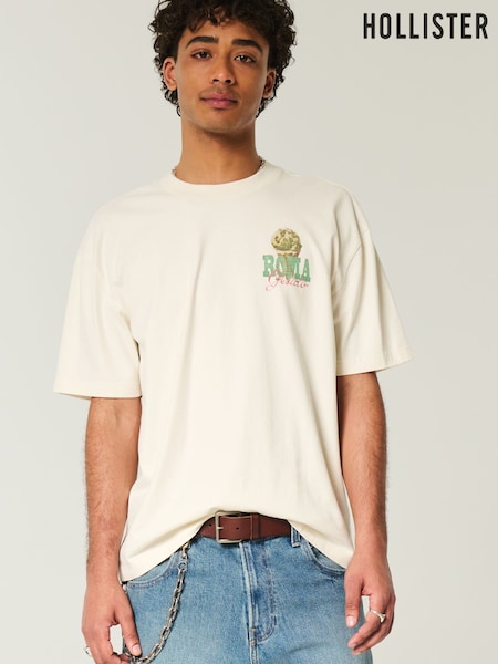 Hollister Boxy Crew Neck Short Sleeve 100% Cotton T-Shirt (H18957) | 114 QAR