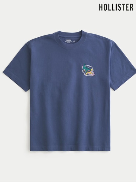 Hollister Blue Short Sleeve Graphic T-Shirt (H18961) | €30