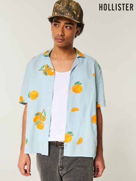 Hollister Graphic Print Linen Short Sleeve Shirt (H18962) | €40