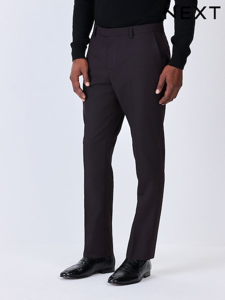 Burgundy Red Tailored Fit Tuxedo Suit Trousers (H18977) | €54