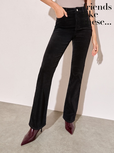 črna - Friends Like These Corduroy Pocket Flare Trousers (H19027) | € 57