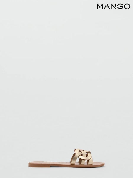 Mango Gold Crossover Leather Sandals (H19062) | €45
