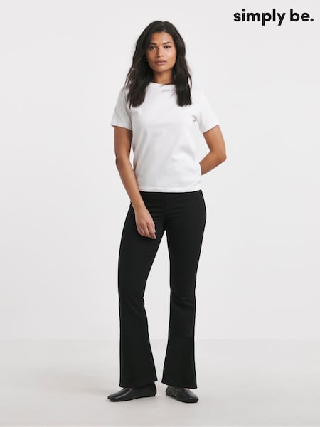 Simply Be Black Flared Pull On Jeggings (H19087) | $49